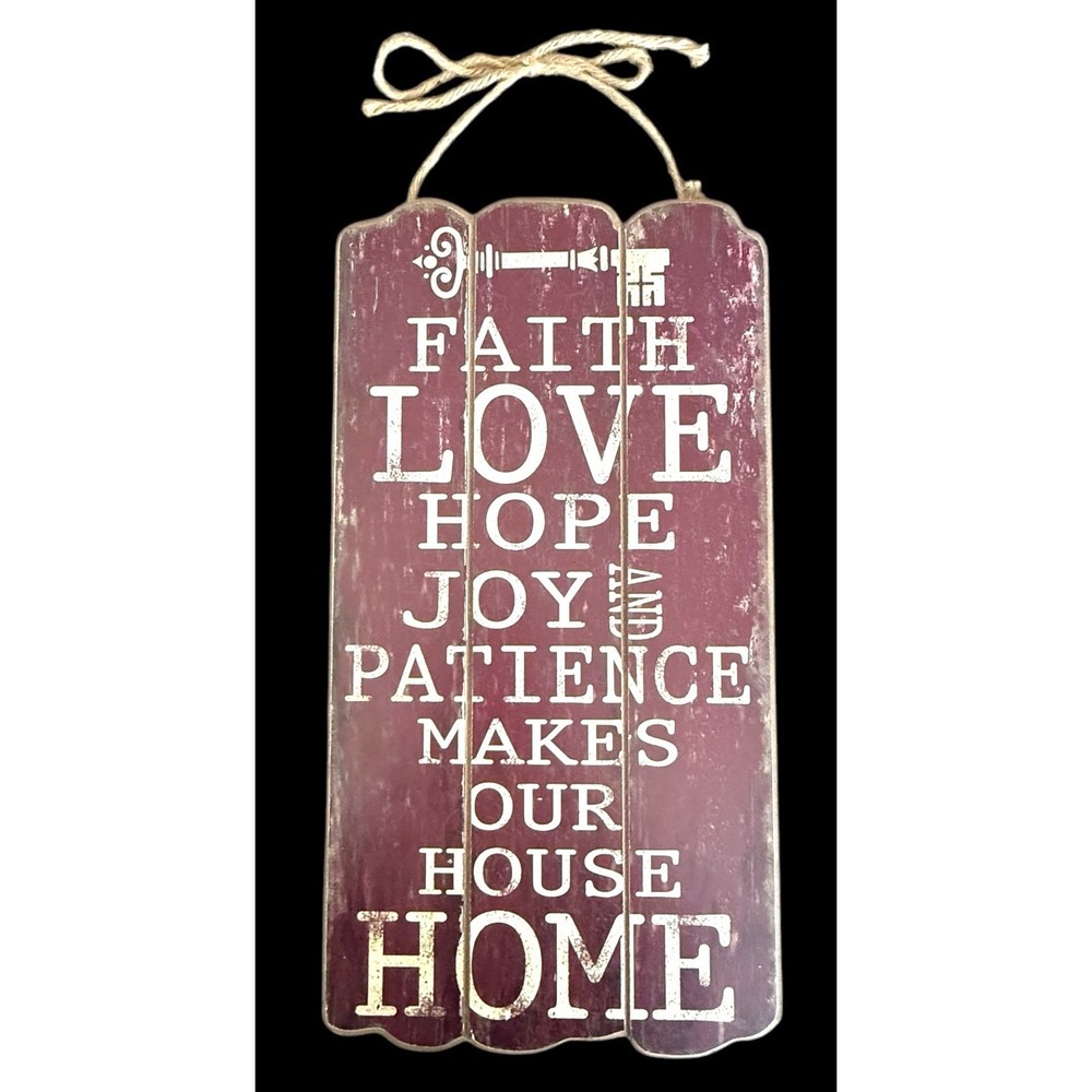Farmhouse Wood Wall Decor Faith Love Hope Joy & Patience Makes Our House Home